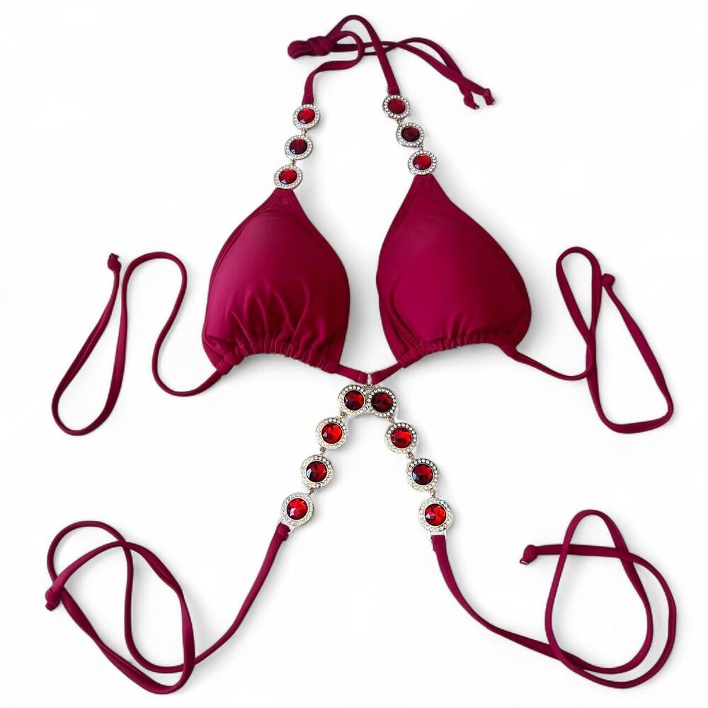 Moda-minx Women's Red and Burgundy Bikini-and-tankini-tops